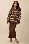 Promise the Label Striped Knit Quarter-Zip Sweater by Boutique 23