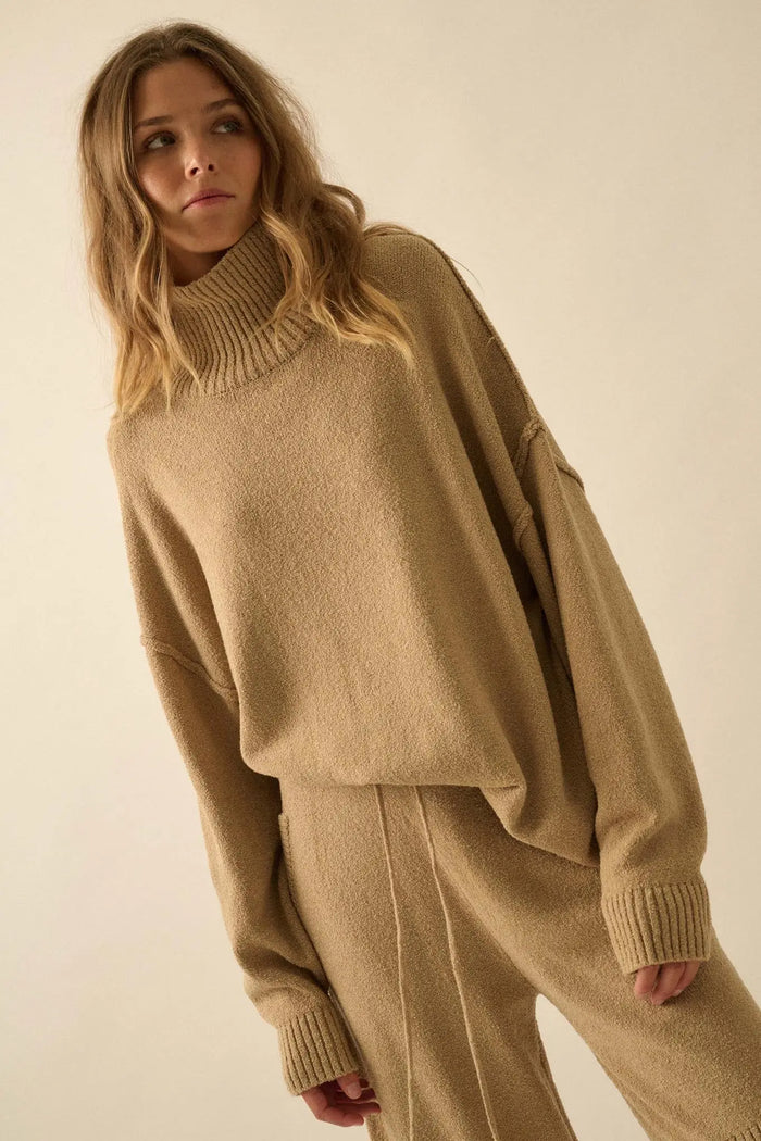 Promise the Label Textured Mock-Neck Sweater by Boutique 23