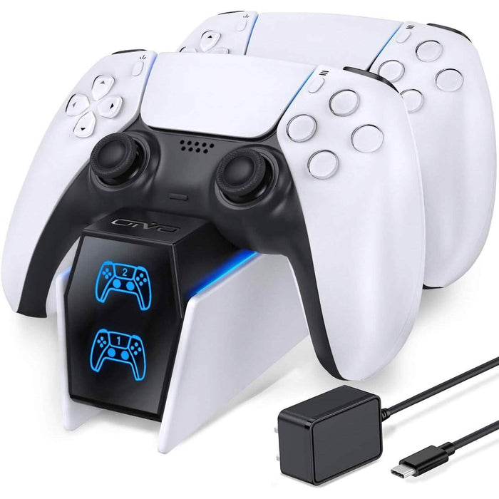 PS5 Controller Charger Station with Fast Charging AC Adapter 5V/3A (Refurbished) by DailySale