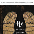 Psalm 91:4 He Will Cover You With His Feathers Sign II by Tailored Canvases