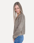 Puff Sleeve Knit Sweater Cardigan - Cafe Latte by Boutique 23