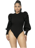 Puff Sleeve Knit Bodysuit by The House of Stylez