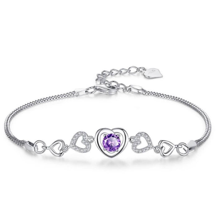 Purple Amethyst Crystal Heart Bracelet by DailySale