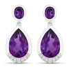 Purple Amethyst & Lab Grown Diamond Bezel Silver Dangle Earrings