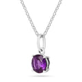 Purple Amethyst Solitaire Necklace by Fine Color Jewels