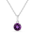 Purple Amethyst Solitaire Necklace by Fine Color Jewels