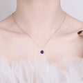 Purple Amethyst Solitaire Necklace by Fine Color Jewels