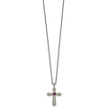 Purple Natural Amethyst Silver Cross Necklace by Fine Color Jewels