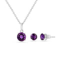 Purple Solitaire Amethyst Jewelry Set by Fine Color Jewels