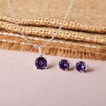 Purple Solitaire Amethyst Jewelry Set by Fine Color Jewels