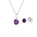 Purple Solitaire Amethyst Jewelry Set by Fine Color Jewels