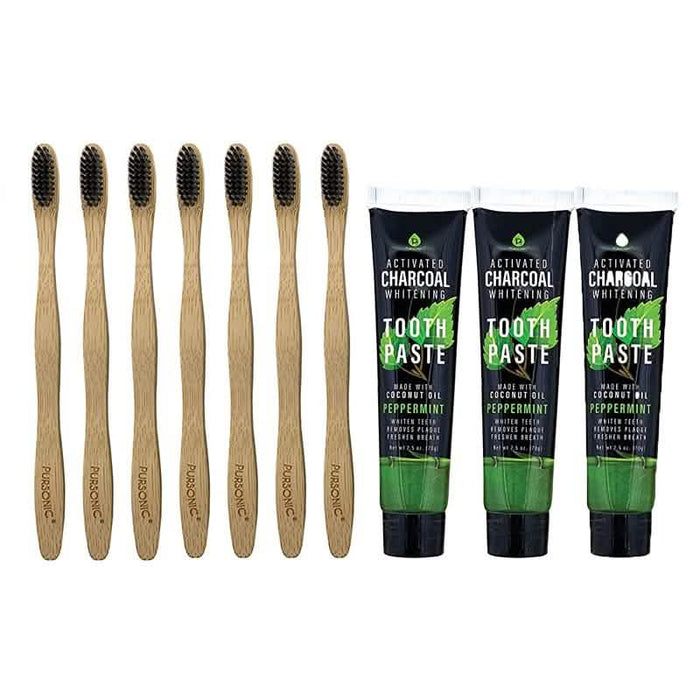 Pursonic Bamboo Toothbrush Charcoal Whitening Set by DailySale