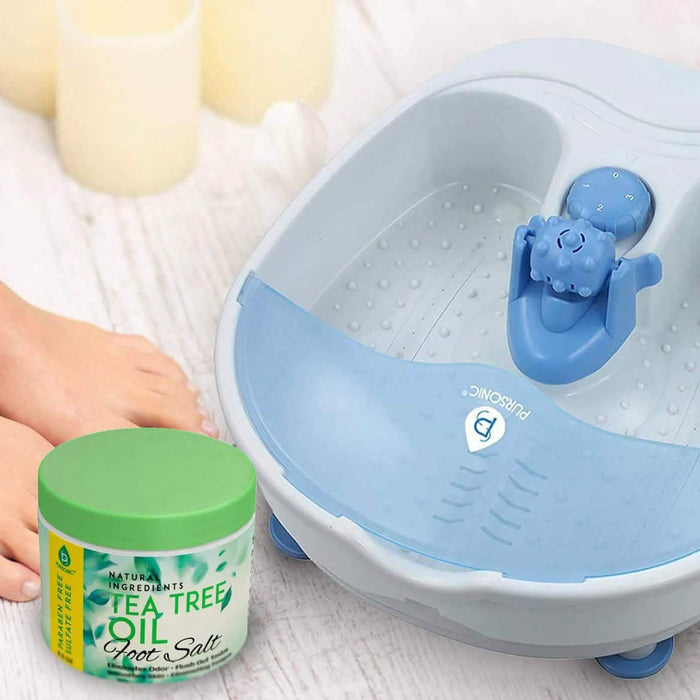 Pursonic Foot Spa Massager with Vibrating Bubbles & Tea Tree Oil Foot Salt Scrub with Epsom Salt by DailySale