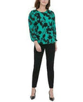 Calvin Klein Printed Smocked-Shoulder Blouse,Size XL by Vanessa Jane