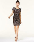 Jump Womens Black Jewel Neck Body Con Cocktail Dress by Vanessa Jane