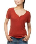 Hippie Rose Juniors Henley-Neck Top by Vanessa Jane
