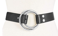 DKNY Double-Ring Pull-Back Leather Belt Black Silver, Size S/M by Vanessa Jane