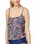 24th and Ocean Womens Paisley Fields Underwire Side-Tie Tankini Top, Size S by Vanessa Jane