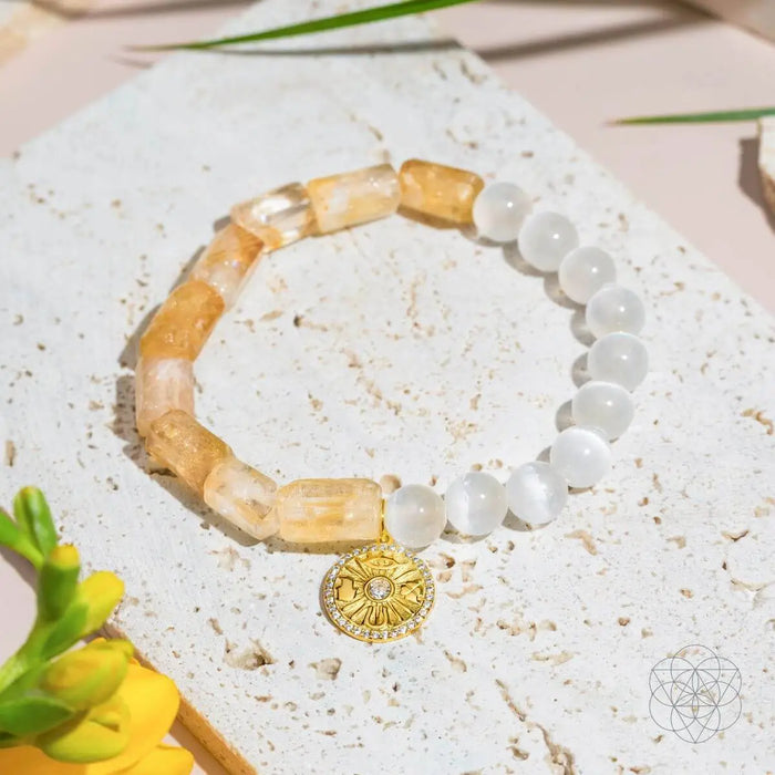 Quartet of Luck - Citrine & Selenite Bracelet of Serendipity by Conscious Items