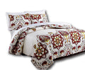 DaDa Bedding Casablanca Garden Mediterranean Floral Red & White Quilted Bedspread Set (HS-11130) by DaDalogy Bedding Collection