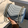 Quilted Pattern Flap Chain Square Bag by DailySale