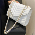Quilted Pattern Flap Chain Square Bag by DailySale