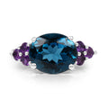 6.60 Carat Genuine London Blue Topaz & Amethyst .925 Sterling Silver Ring by Bids.com