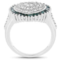 0.74 Carat Genuine White Diamond and Green Diamond .925 Sterling Silver Ring by Bids.com