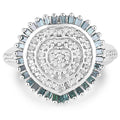0.74 Carat Genuine White Diamond and Green Diamond .925 Sterling Silver Ring by Bids.com