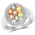 1.54 Carat Genuine Multi Sapphire .925 Sterling Silver Ring by Bids.com