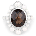 5.75 Carat Genuine Smoky Quartz and Pearl .925 Sterling Silver Ring by Bids.com
