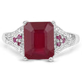 4.49 Carat Glass Filled Ruby and White Topaz .925 Sterling Silver Ring by Bids.com