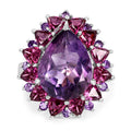 11.22 Carat Genuine Amethyst & Rhodolite .925 Sterling Silver Ring by Bids.com