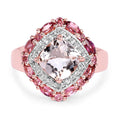 14K Rose Gold Plated 3.11 Carat Genuine Morganite, Pink Tourmaline & White Topaz .925 Sterling Silver Ring by Bids.com