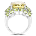 9.38 Carat Genuine Lemon Quartz & Peridot .925 Sterling Silver Ring by Bids.com