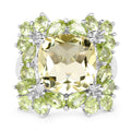 9.38 Carat Genuine Lemon Quartz & Peridot .925 Sterling Silver Ring by Bids.com