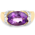 14K Yellow Gold Plated 4.98 Carat Genuine Amethyst and White Topaz .925 Sterling Silver Ring by Bids.com