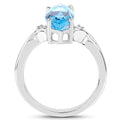 3.67 Carat Genuine Swiss Blue Topaz and White Diamond .925 Sterling Silver Ring by Bids.com