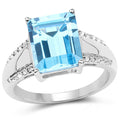 5.78 Carat Genuine Swiss Blue Topaz and White Topaz .925 Sterling Silver Ring by Bids.com