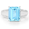 5.78 Carat Genuine Swiss Blue Topaz and White Topaz .925 Sterling Silver Ring by Avera Group