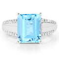 5.78 Carat Genuine Swiss Blue Topaz and White Topaz .925 Sterling Silver Ring by Bids.com