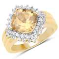 14K Yellow Gold Plated 3.58 Carat Genuine Citrine & White Topaz .925 Sterling Silver Ring by Bids.com