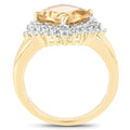 14K Yellow Gold Plated 3.58 Carat Genuine Citrine & White Topaz .925 Sterling Silver Ring by Bids.com