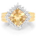 14K Yellow Gold Plated 3.58 Carat Genuine Citrine & White Topaz .925 Sterling Silver Ring by Bids.com