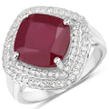 5.86 Carat Glass Filled Ruby and White Topaz .925 Sterling Silver Ring by Bids.com