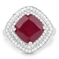 5.86 Carat Glass Filled Ruby and White Topaz .925 Sterling Silver Ring by Bids.com
