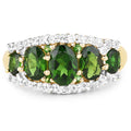 18K Yellow Gold Plated 2.70 Carat Genuine Chrome Diopside and White Topaz .925 Sterling Silver Ring by Bids.com