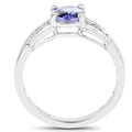 1.27 Carat Genuine Tanzanite and White Diamond .925 Sterling Silver Ring by Bids.com