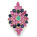 6.97 Carat Genuine Emerald, Blue Sapphire and Ruby .925 Sterling Silver Ring by Bids.com