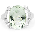 8.12 Carat Genuine Green Amethyst, White Topaz & White Diamond .925 Sterling Silver Ring by Bids.com